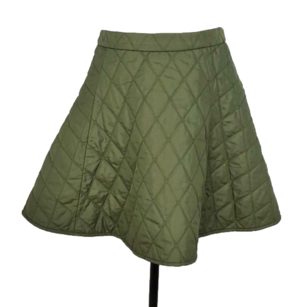 The Tilbury olive quilted A-line skirt